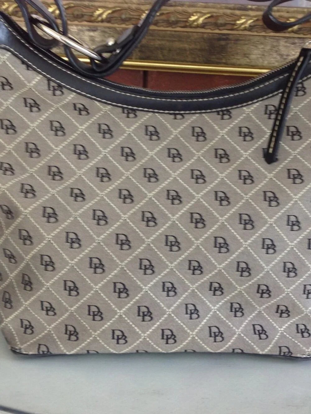 Vintage Dooney & Bourke Signature Fabric Monogram Shoulder Bag